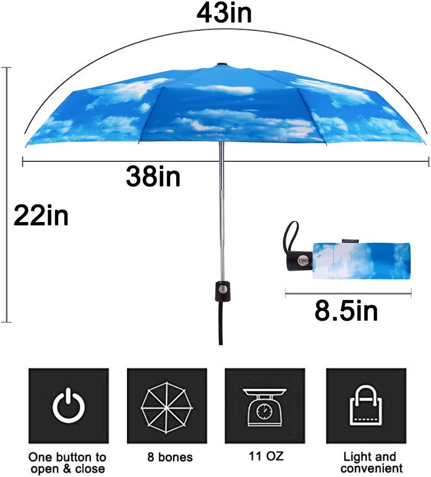 Goothdurs Automatic Mini Travel Windproof Umbrella Compact Auto Open/Close Small Lightweight Folding Rain Umbrellas for Women Men