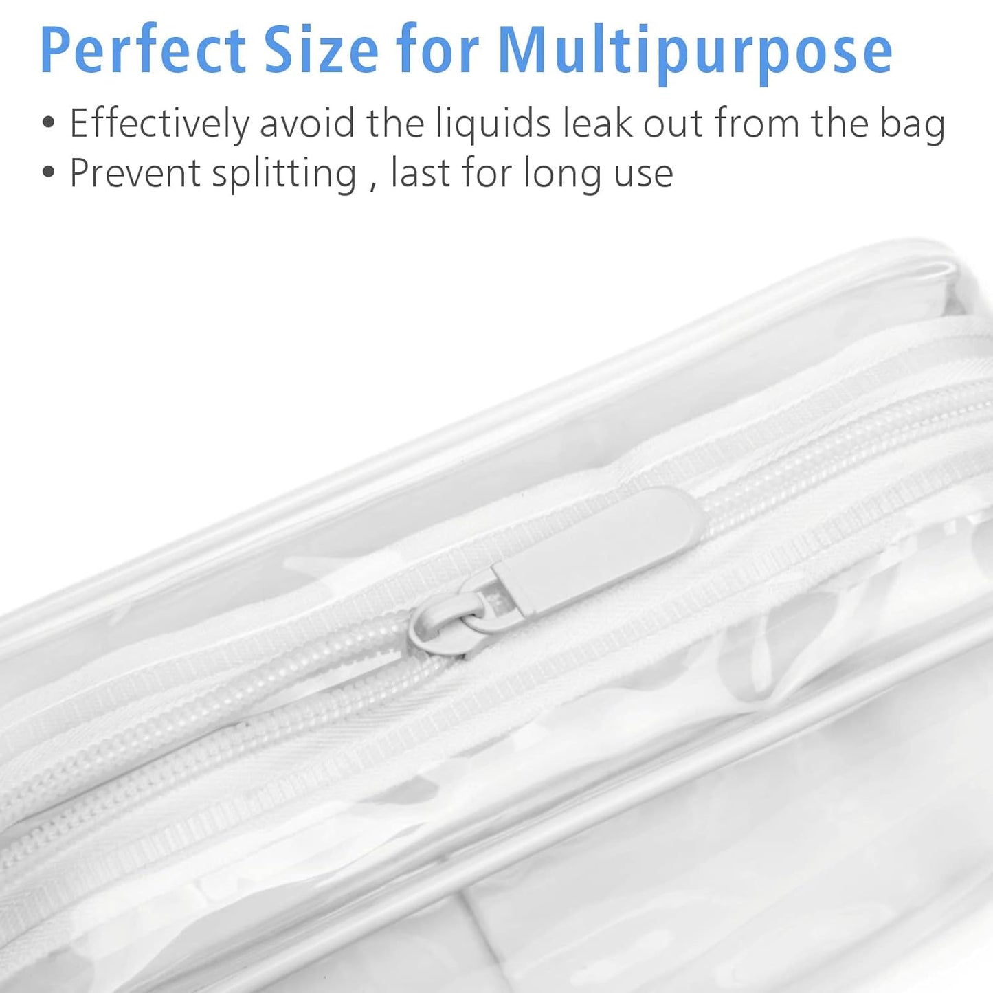 PACKISM Clear Makeup Bag - 3 Pack Clear Travel Bags for Toiletries for Women, Cosmetic Bags Carry on Toiletry Travel Essentials, White Large