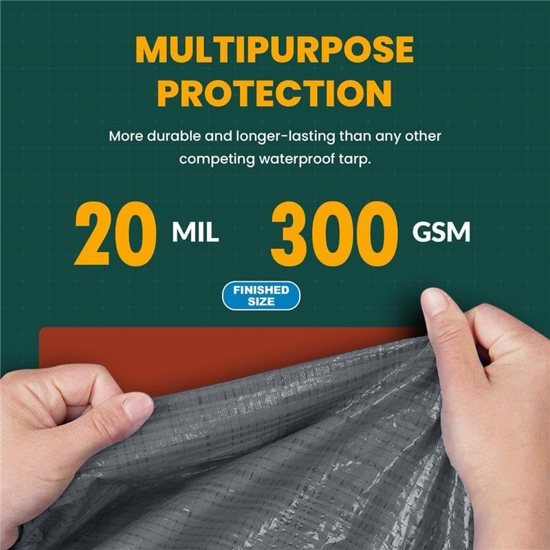 Large Waterproof Tarp - Heavy Duty 20 Mil Thick Poly Tarpaulin Ideal for Canopy Tents, Boats, RV or Pool Covers - Multipurpose Protective Tarps with Grommets for Indoor and Outdoor Use | 30' x 40'