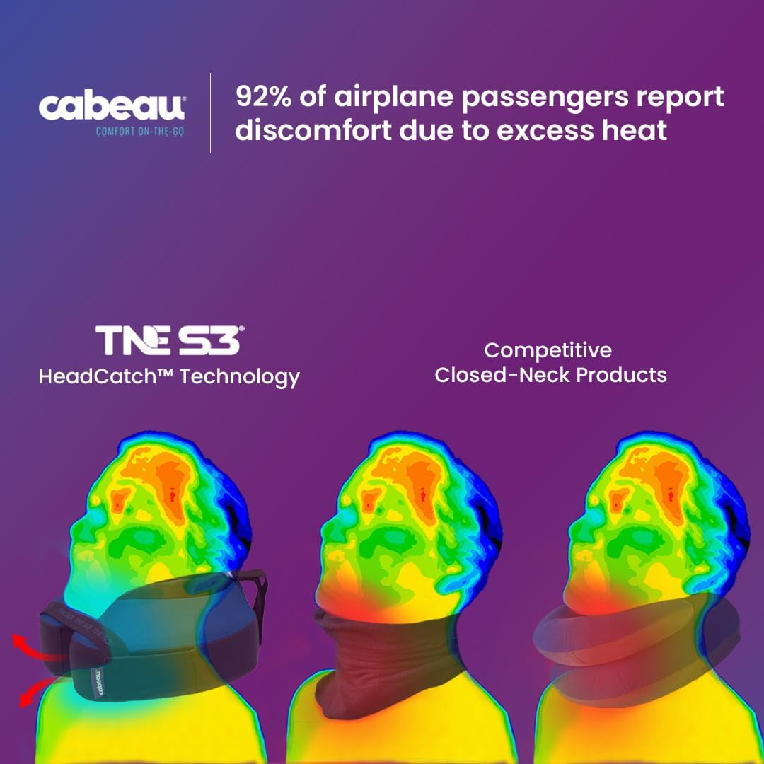 Cabeau Travel Neck Pillows for Airplanes – The Neck’s Evolution, TNE S3 – Supportive Memory Foam Design for Long Haul Flights – Attachable Seat Straps and 360° Support (Cairo Tan)