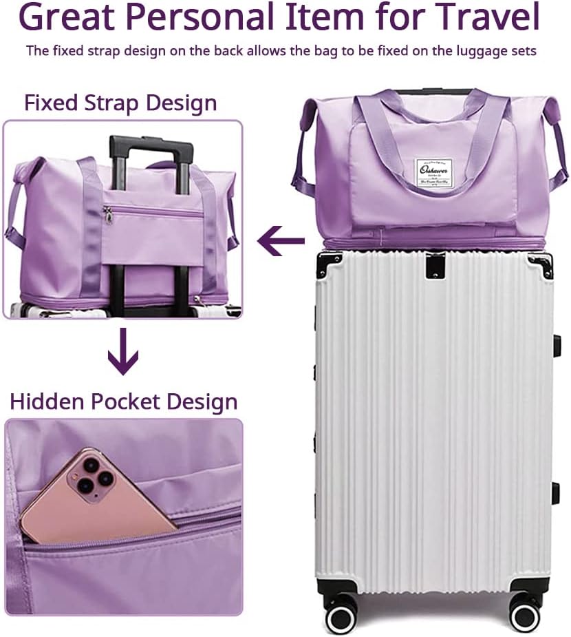 Large Capacity Foldable Travel Bag Expandable Portable Carry on Bag Dry&Wet Separation Sports Duffel Bags