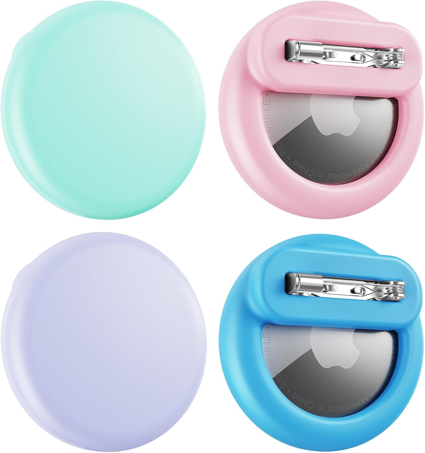 Compatible for Air Tags-4 Pack Apple Kids Hidden, for Air Tag Holder Kid,for AirTag Hidden Kids Holder with Invisible Pin, Anti Lost, for Kid, Luggage, Clothing (Pink Purple Sky Blue Mint Green)