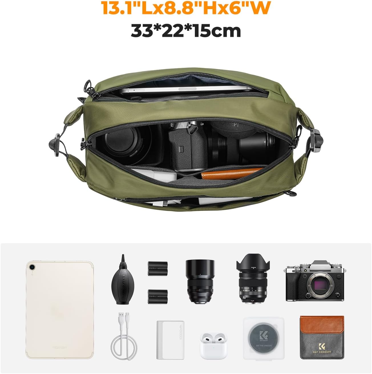 K&F Concept 2 in 1 Sling Bag Everyday Shoulder Bag & Multifunction Photography Crossbody Camera DSLR Backpack Portable Bag