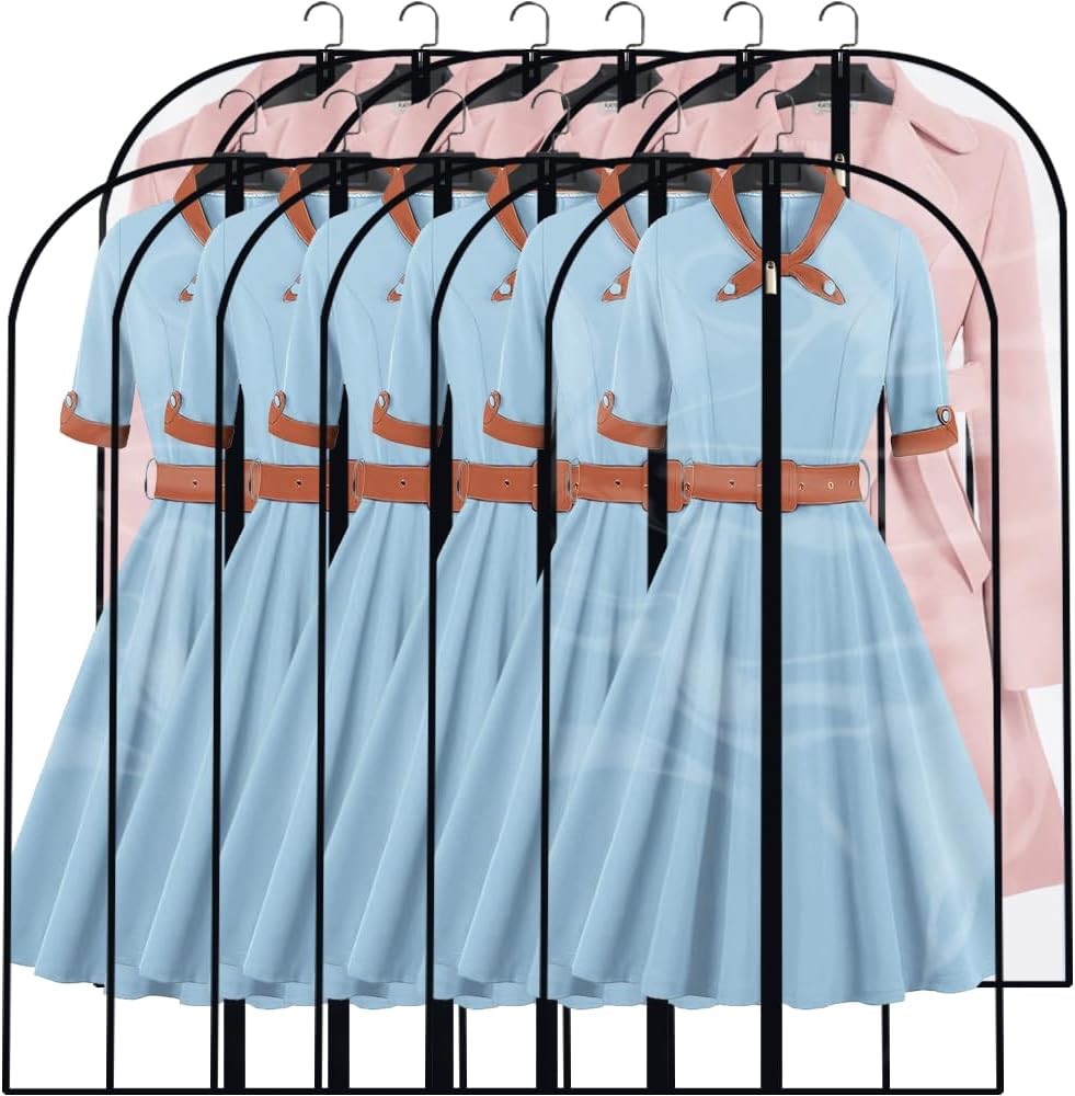 Clear Garment Bags Clothes Covers (set of 12) Clothes Storage Bag Clothes Storage Bag Hanging Travel Garment Bags with Zipper Gown Wedding Dress Garment Bag for Long Dresses