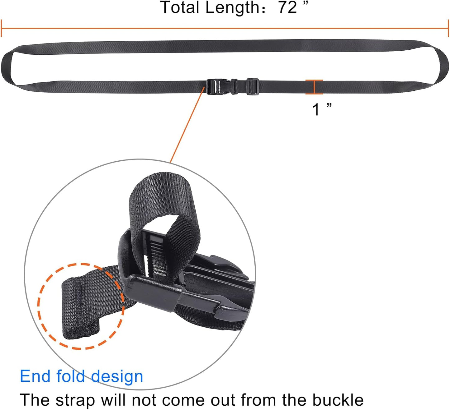 Buckle Straps with Clips, Adjustable Nylon Straps with Buckle, Packing Strap, Black 4 Pack (6’x1)
