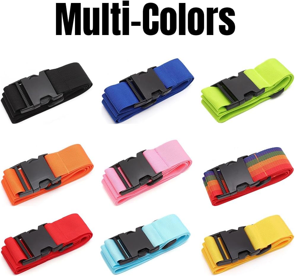 4PC Custom Embroidery Luggage Strap with Your Text/Name,Personalized Luggage Straps with Lock for Suitcases,Adjustable Suitcase Strap Belt Tag for Secure Travel