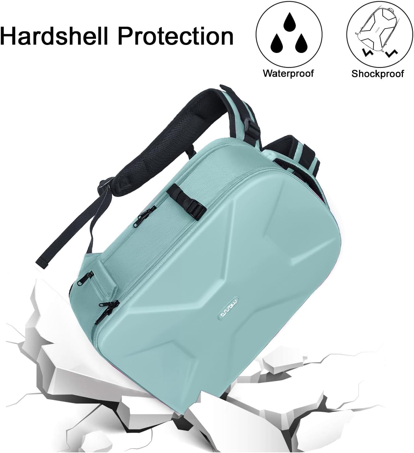 MOSISO Camera Backpack, DSLR/SLR/Mirrorless Photography Camera Bag 15-16 inch Waterproof Hardshell Case with Tripod Holder&Laptop Compartment Compatible with Canon/Nikon/Sony, Aquamarine