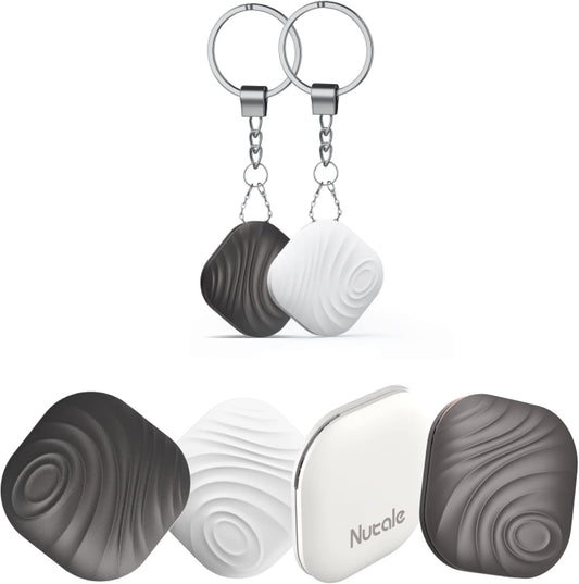 Smart Key Finder - Only iOS(Not for Android) - Bluetooth Smart Key Tracker Tag - Work for Apple Find My - Keep Track of The Items That Matter Most (2-White & 2-Coffee)