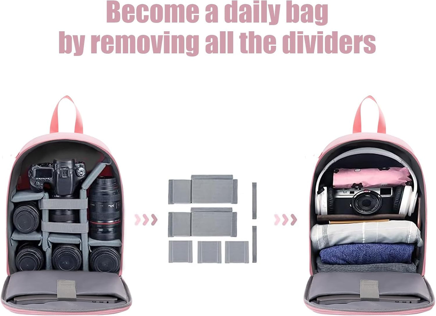 CADeN Camera Backpack Bag Professional for DSLR/SLR Mirrorless Camera Waterproof, Camera Case Compatible for Sony Canon Nikon Camera and Lens Tripod Accessories (Small, Pink)