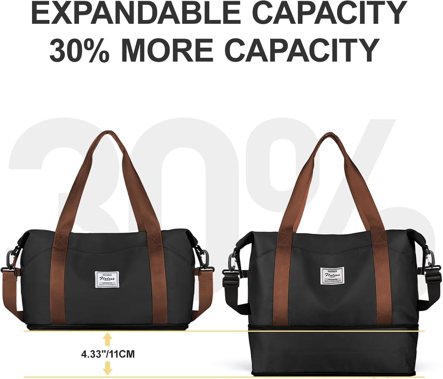 Travel Duffel Bag, Sports Tote Gym Bag, Shoulder Weekender Overnight Bag for Women