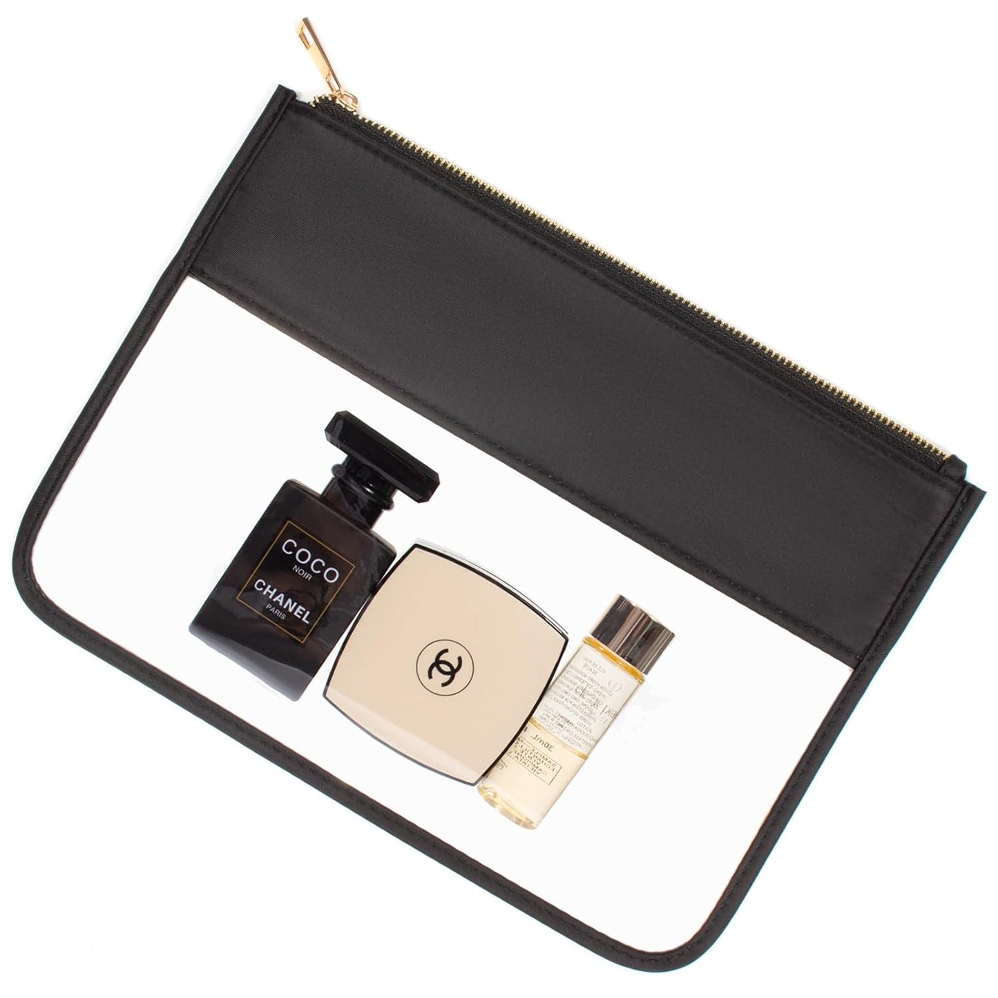 LETGO Clear Makeup Bag Pouch for Travel with Zipper,Clear Cosmetic Bag for Women Waterproof Snacks Bag Stadium Purse Toiletry Bag Bogg Bag Accessories (0-Black)