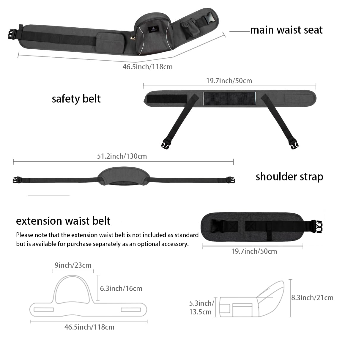 Baby Hip Seat Carrier Baby Waist Stool for Child Infant Toddler with Adjustable Strap Buckle Pocket Soft Inner Huge Storage (Dark Blue)