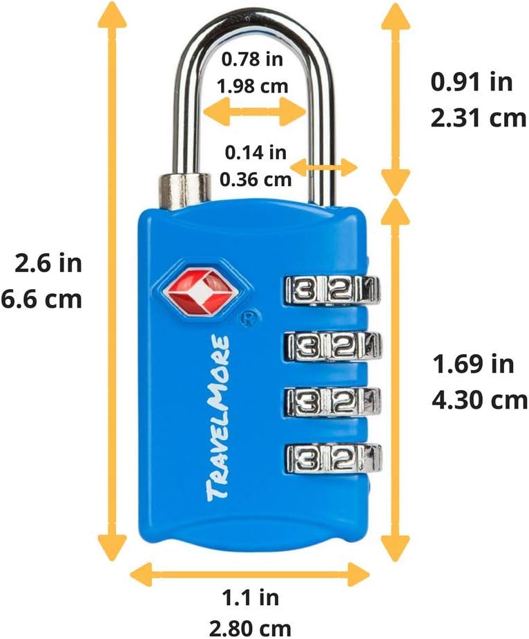 3 Pack TSA Luggage Locks with 4 Digit Combination – Heavy Duty Set Your Own Padlocks for Travel, Baggage, Suitcases & Backpacks - Blue