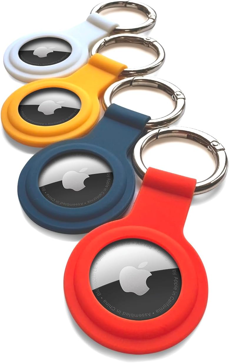 CHARGEWORX Air Tag Holder 4-Pack – Silicone Protective Keychain Holders for Apple Air Tags