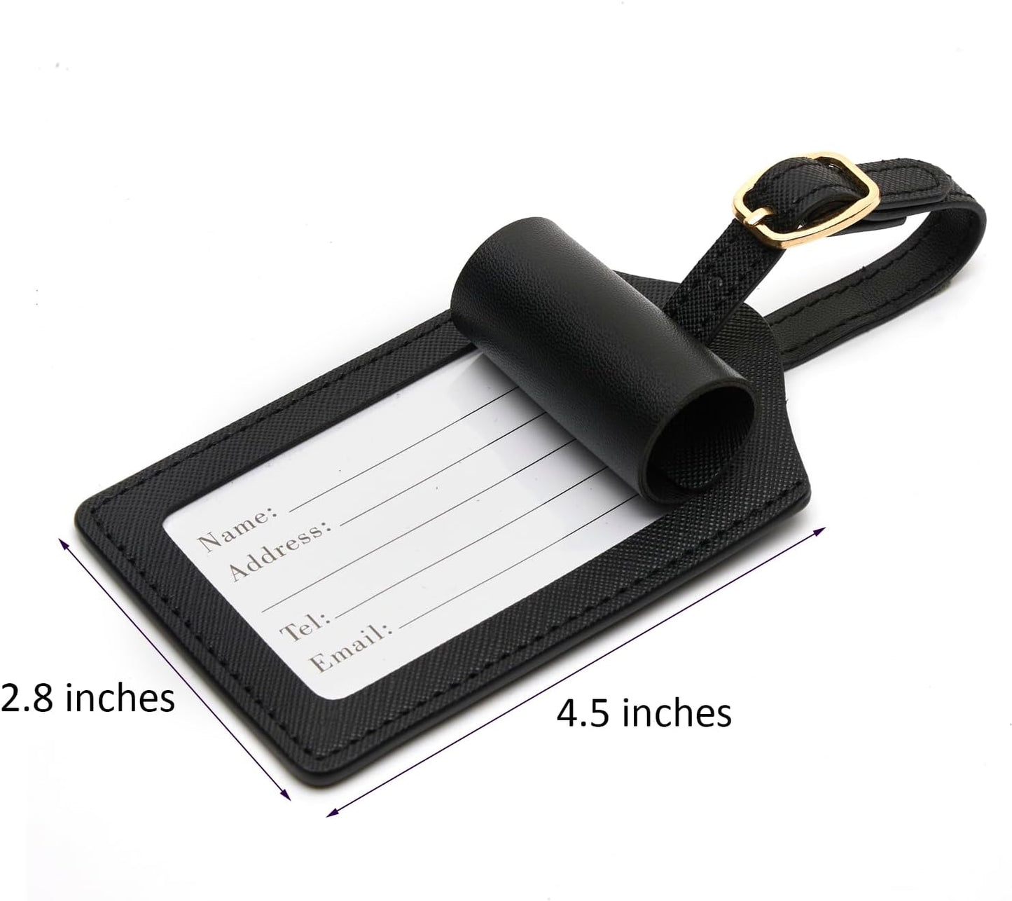 Luggage Tag PU Leather for Suitcase Baggage Handbag Travel Bag Label Suitcase Tag Label Tag w. Name Card & Privacy Cover (B)