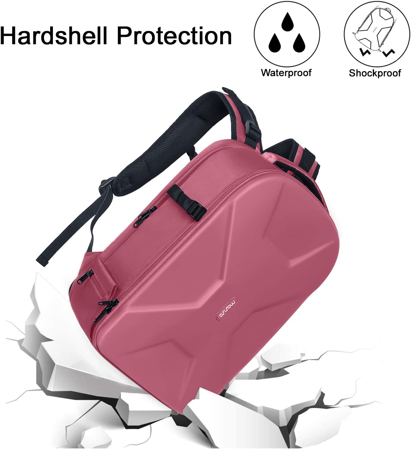 MOSISO Camera Backpack, DSLR/SLR/Mirrorless Photography Camera Bag 15-16 inch Waterproof Hardshell Case with Tripod Holder&Laptop Compartment Compatible with Canon/Nikon/Sony, Dusty Rose