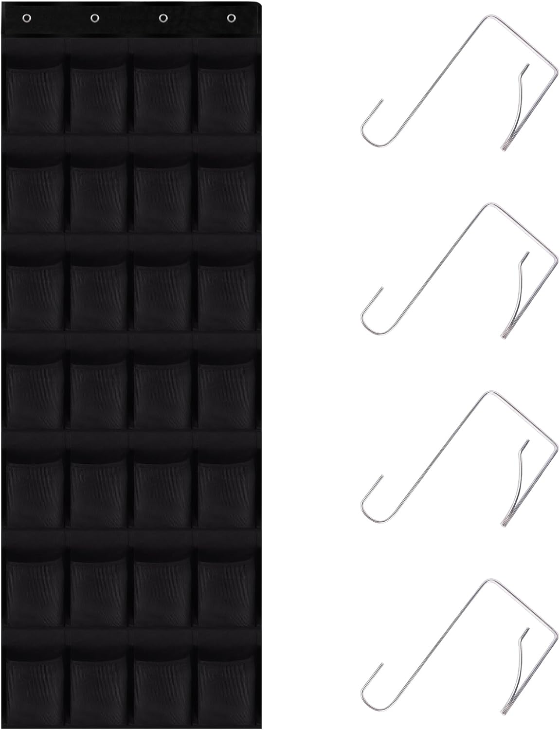 28 Mesh Pockets Hanging Shoe Organizer, Over the Door Shoe Organizer，Closet Storage Holder for Back of Door Storage Holder for Back of Door(Black)