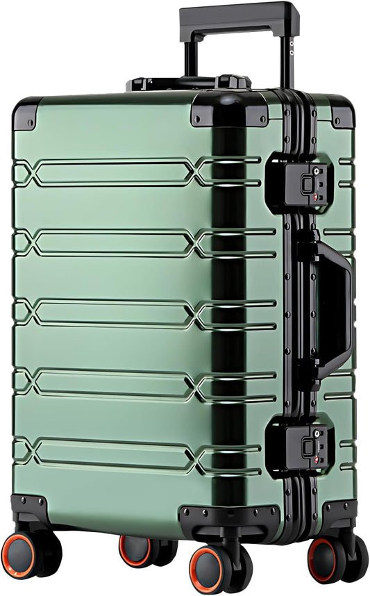 WEICHEN All Aluminum Magnesium Carry On Luggage 22x14x9 Airline Approved 20 Inch Hard Shell Suitcase with Spinner Wheels and TSA Lock