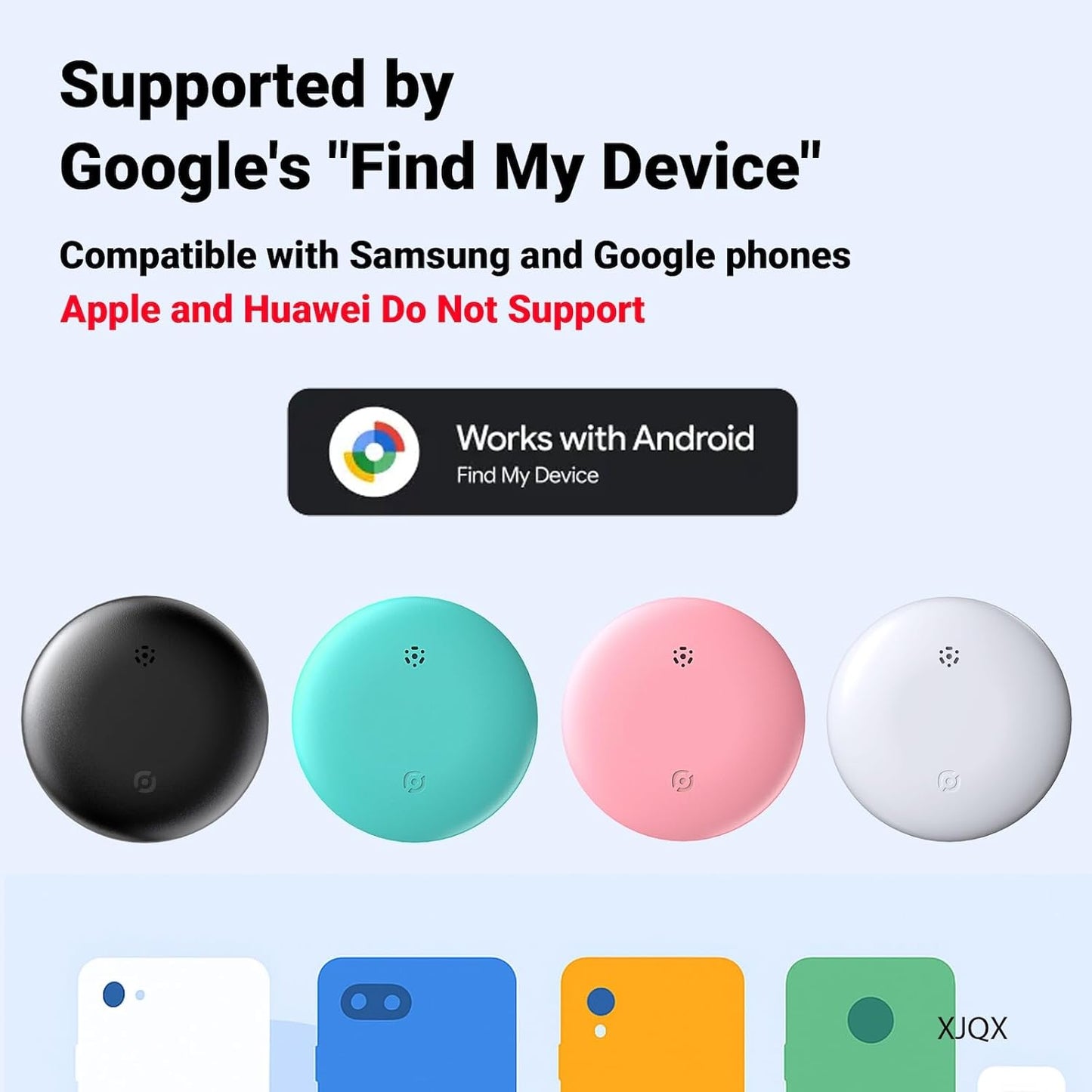 air Tags-4 Pack Android,Android Compatible Air Tracker Tag - Tracker Tags for Android Phones, Supports Google Find My Device, 2025 New Model (Black 4 Pack)