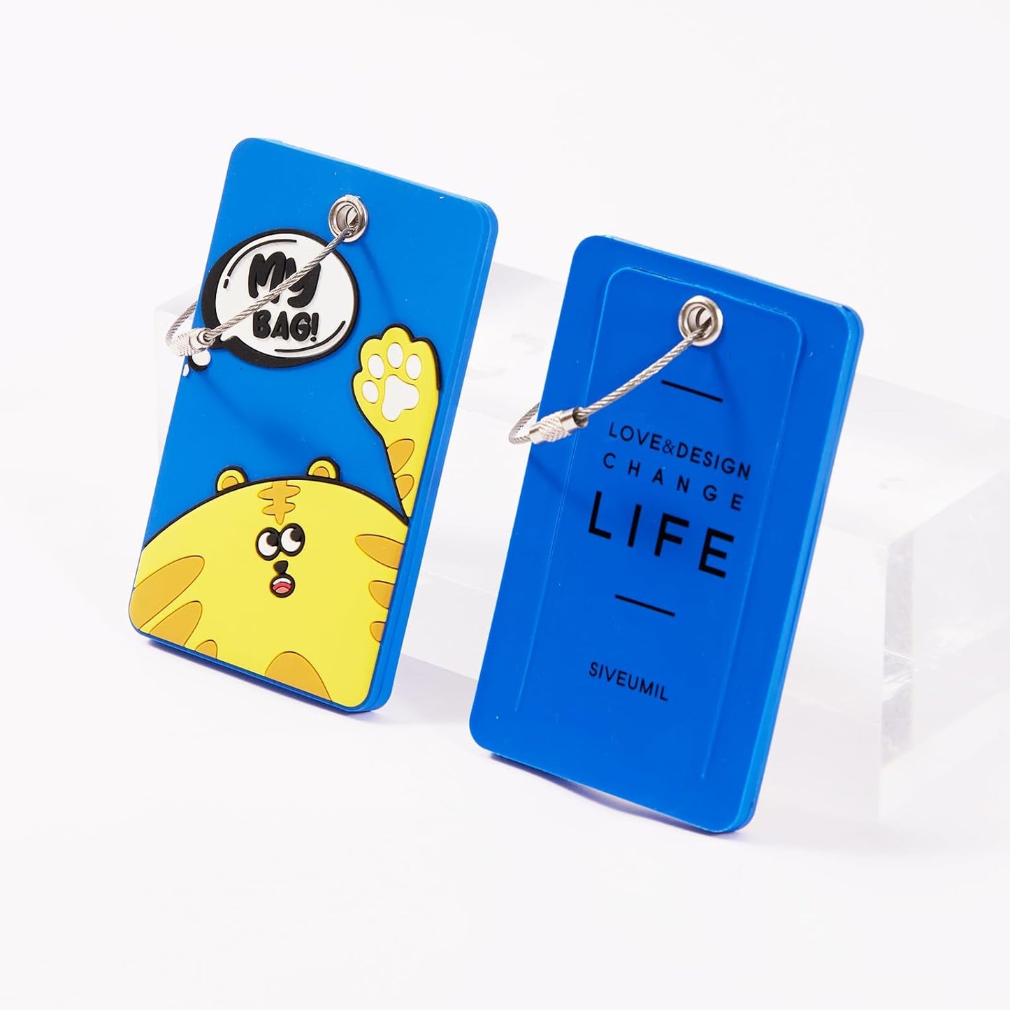 2PCS 2303 Bright Silicone Luggage tag (Dark blue)