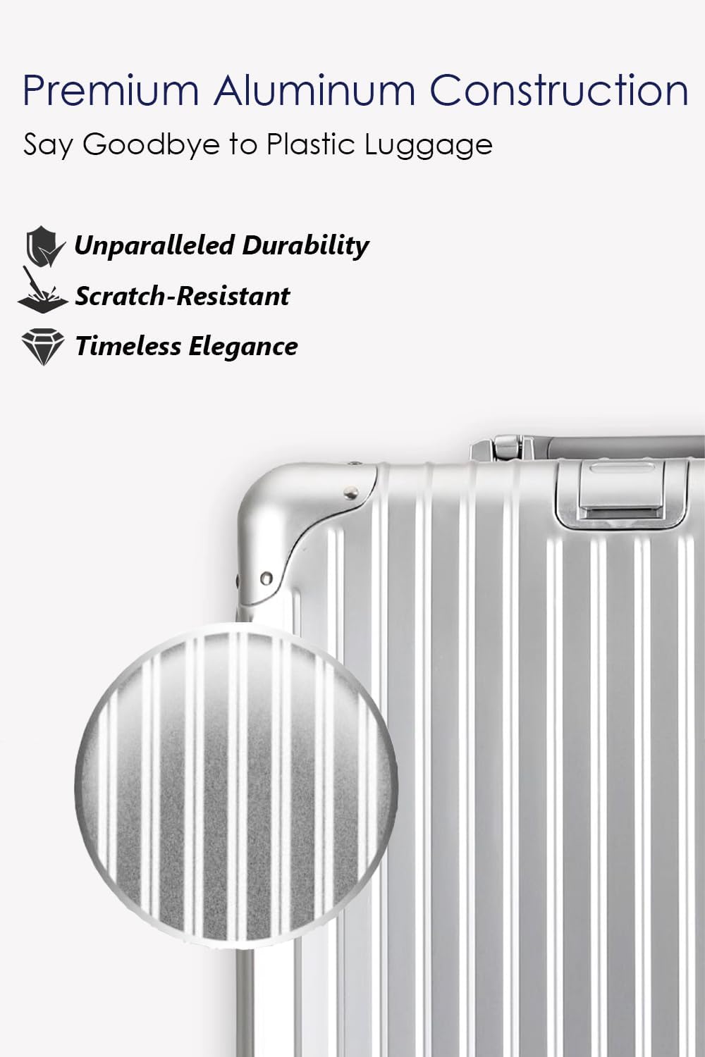 HotWay 20 Inch All Aluminum Carry On Luggage with Wheels, Hard Shell Zipperless Suitcase with TSA Locks, Silver Travel Luggage (22x14x9 Airline Approved)