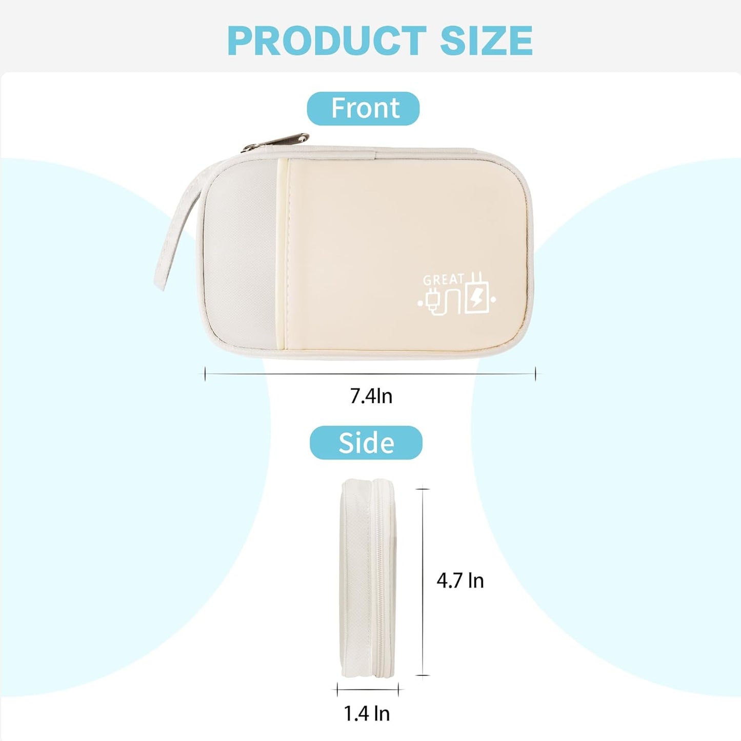 Electronics Travel Organizer,Portable Waterproof Electronic Travel Storage Bag for Small Charging Cord Storage,Charger,Small Electronics,SD Card,with 5 Cable Ties,for Travel,Business-Beige