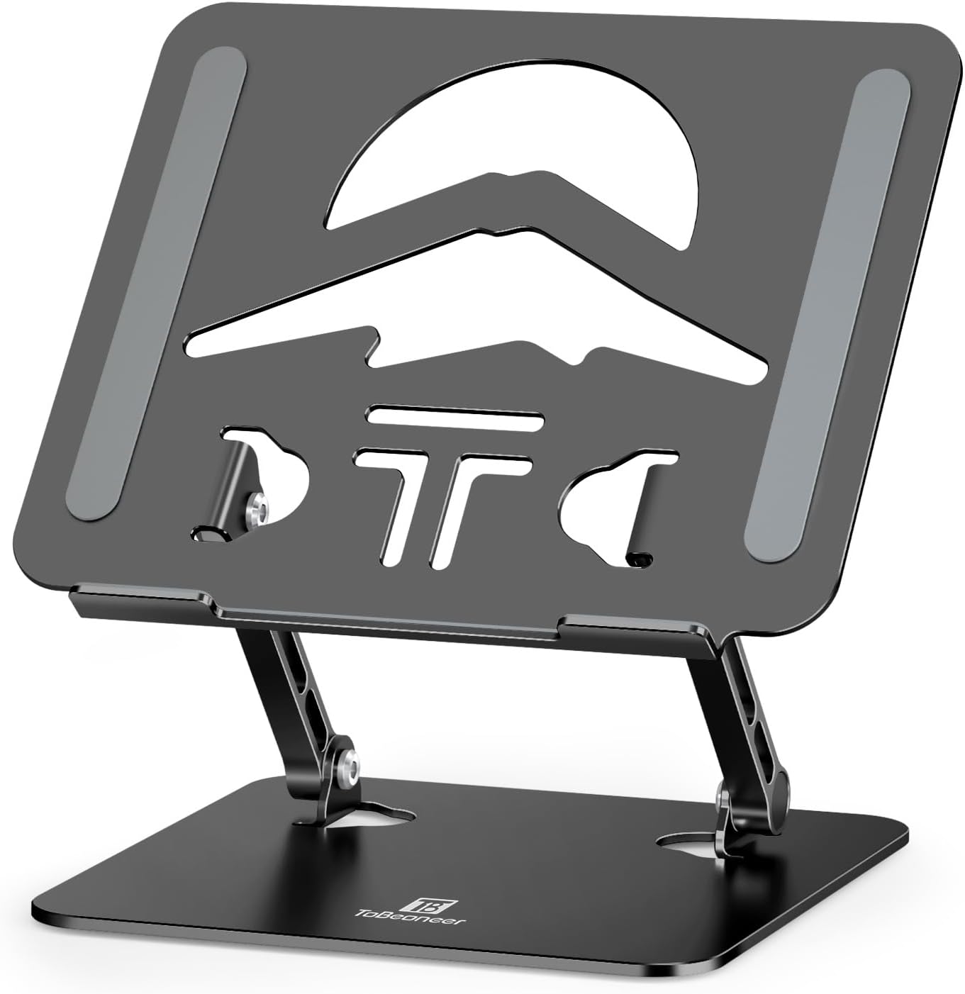 Laptop Stand Adjustable Laptop Holder for Desk, Foldable Laptop Riser Portable Computer Stand Compatible with MacBook, Lenovo, HP and All Laptops up to 15.6 inches Black