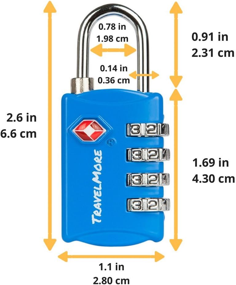 5 Pack TSA Luggage Locks with 4 Digit Combination – Heavy Duty Set Your Own Padlocks for Travel, Baggage, Suitcases & Backpacks - Blue