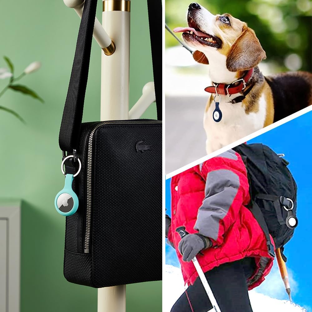 ThingsBag Airtags 4 Pack Holder Keychain, Silicone GPS Case Key Ring for Air Tags-4, Key Chain Accessories for Apple Item Finder Tracker, Itag Cover for Pet Dog Cat, Waterproof Airtag Keychain Holder