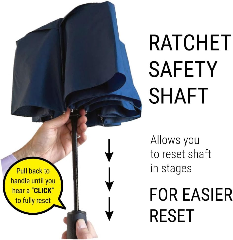 Vented Travel Umbrella | Strong Compact Windproof Umbrella | Top Pick by Wirecutter 2025 | Deep Dome Coverage | Auto Open/Close | Portable Pop Up with Large Coverage | Fits Car & Backpack