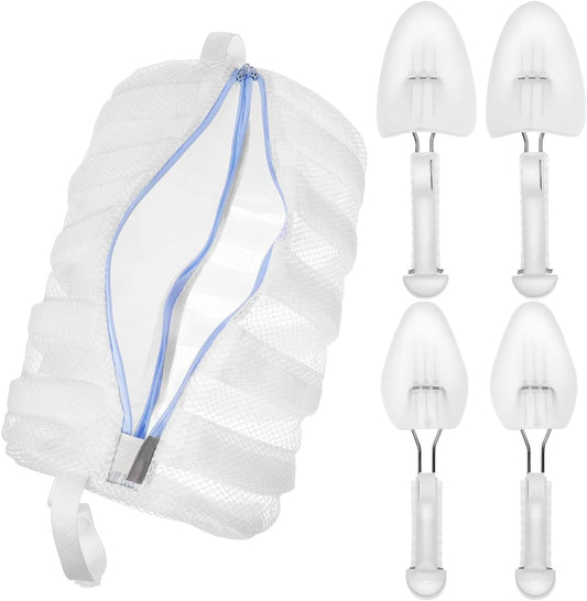 Mesh Shoe Laundry Bag with Stretcher for Washer and Dryer - Reusable Cleaning Bag Protects Shoes and Washing Machine, Ideal for Sneaker Cleaning and Storage