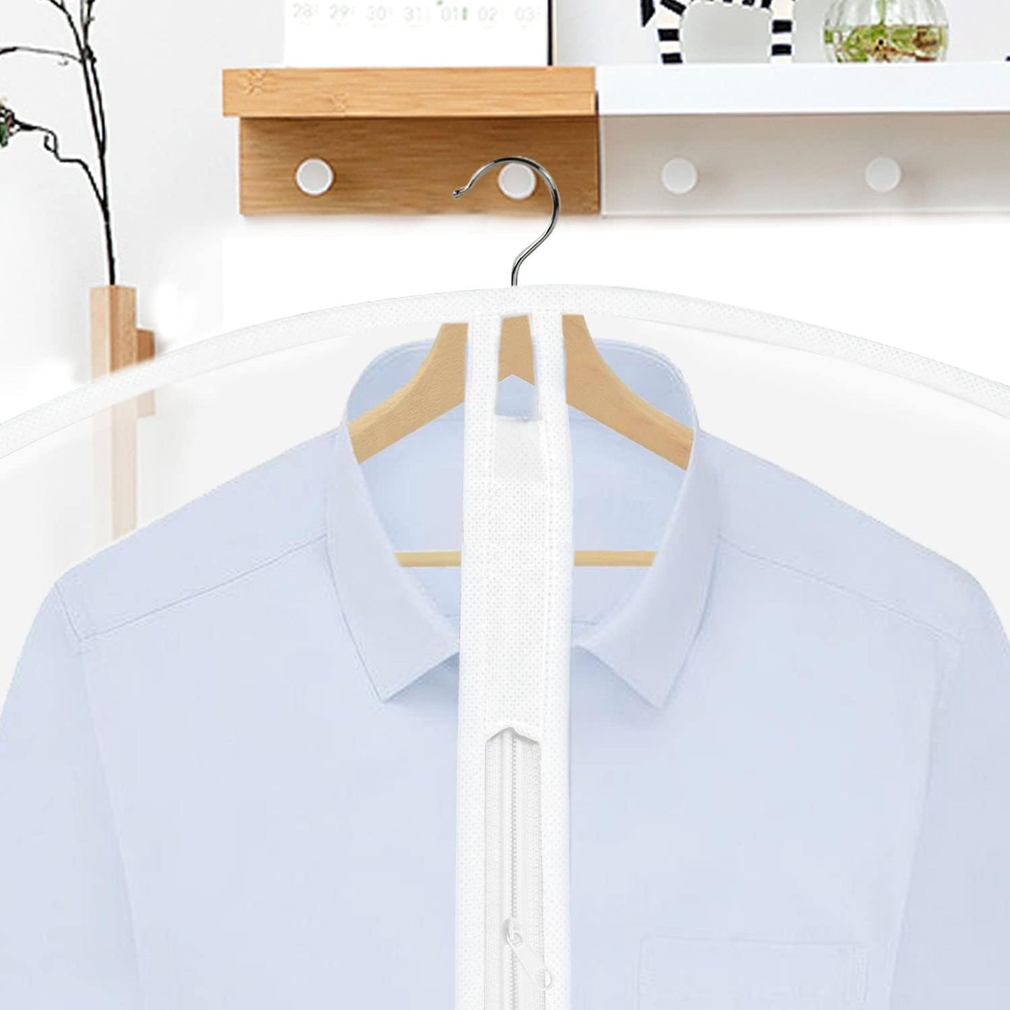 Pwsap 8Pack Breathable Clothes Covers with Zip, Hanging Garment Covers Bags Dress Bag Covers MothProof Mens Suit Storage Bag Dust Cover for Wardrobe Storage and Travel