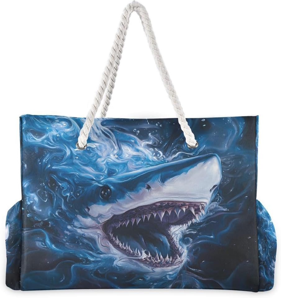 senya Large Beach Bags Totes Canvas Tote Shoulder Bag Soft Wave Water Resistant Bags for Gym Travel Daily Ocean