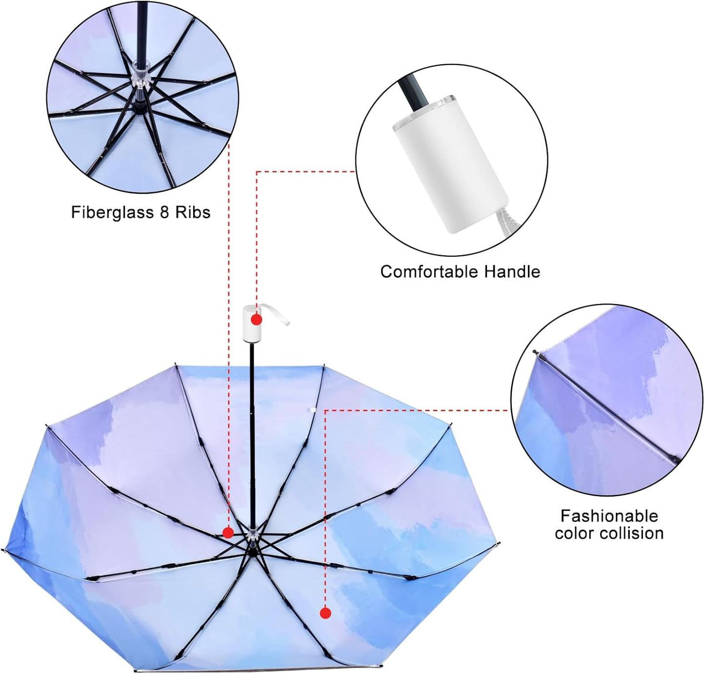 Cuby UV Sun Umbrella Compact Folding Umbrella lightweight Portable Manual Travel Umbrella for Rainproof & 99% UV Protection with Black Anti-UV Coating