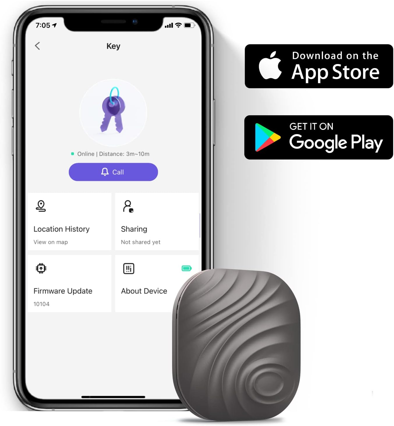 Key Finder - 1PCS Bluetooth Tracker Item Locator with Key Chain for Keys Pet Wallets or Backpacks and Tablets, Batteries Include