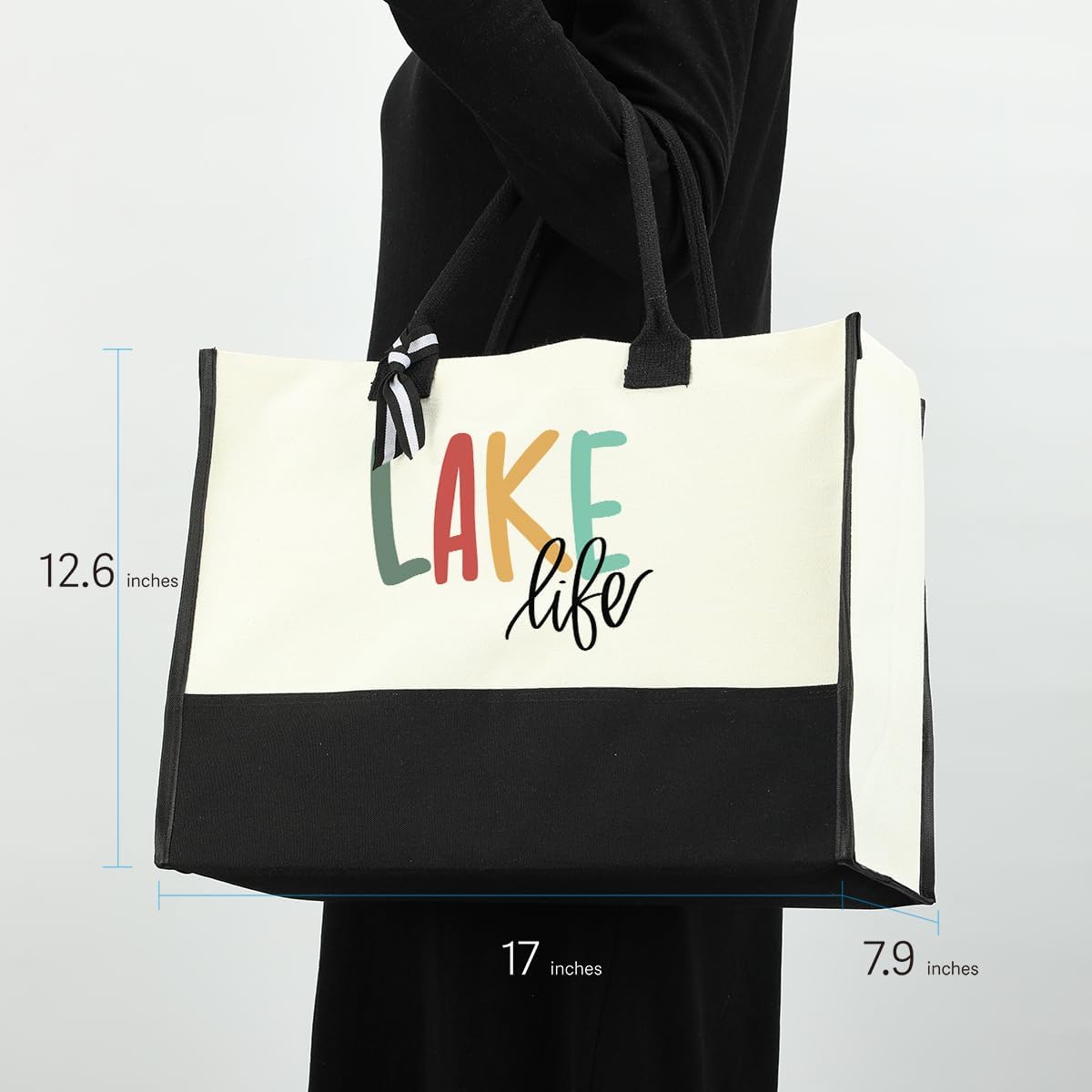 Lake Life Tote Bag for Women Waterproof Personalized Beach Bag Canvas Bag Funny Lake Girls Bag Trip Gifts