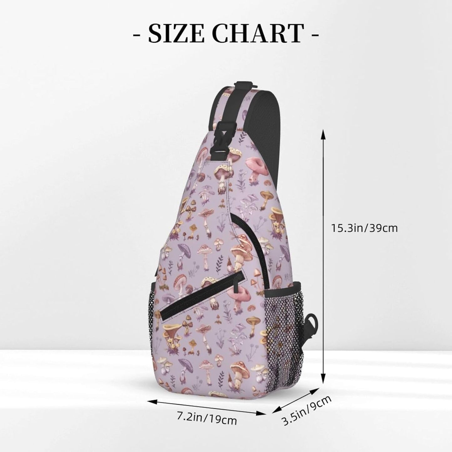 SUPLUCHOM Sling Bag Mushrooms Vintage Botanical Hiking Daypack Crossbody Shoulder Backpack Travel Chest Pack for Men Women