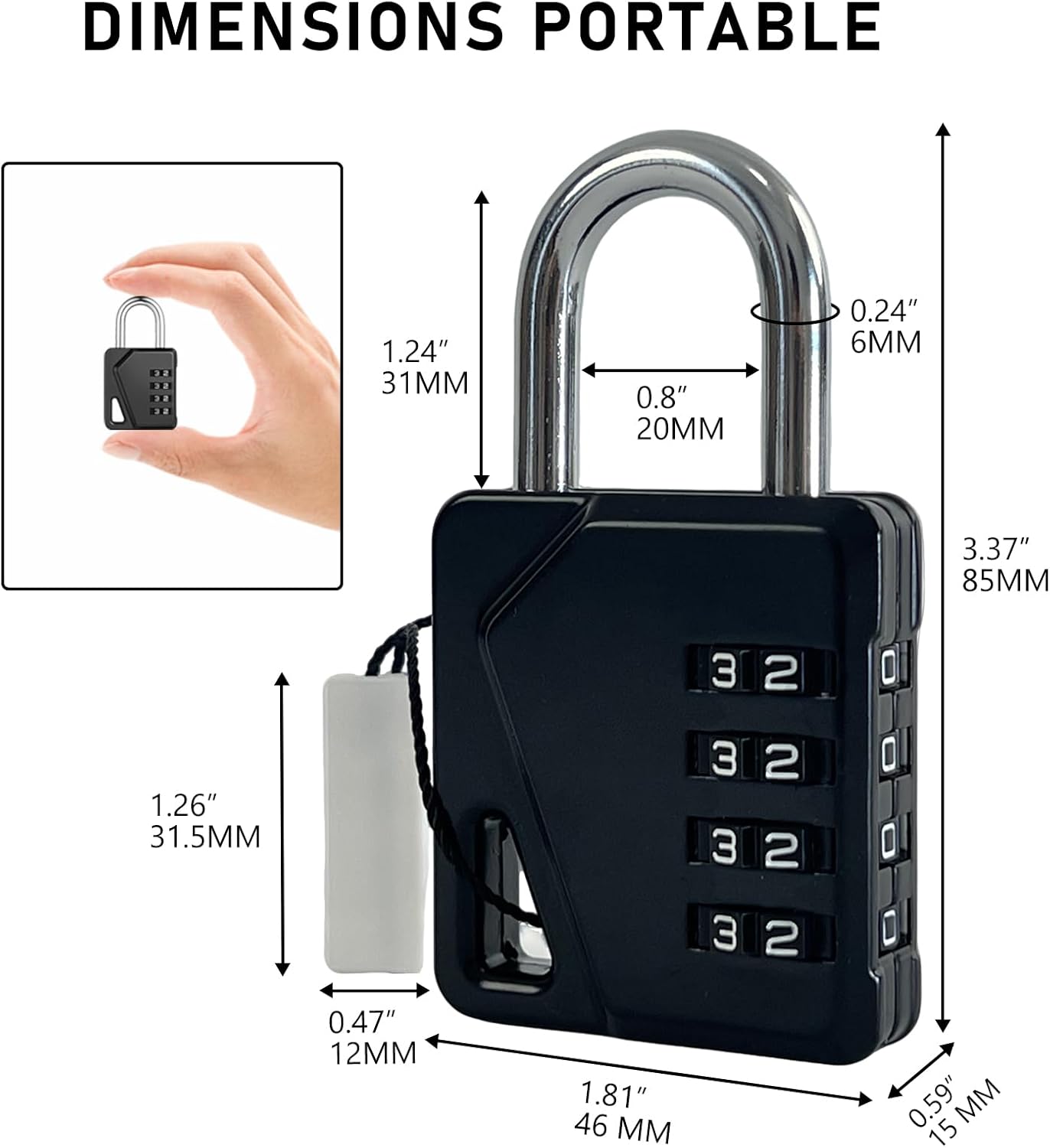 LAFENLIN 2 Pack Combination Locks, Locker Locks with Writable Tag, 4 Digit Padlock for Cases, Gym, Backpack, Backyard Gate, Fence, Hasp, Indoor, Outdoor Gate Lock, Weatherproof (Black - NO Key)