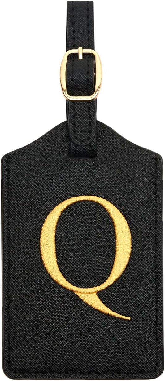 Luggage Tag PU Leather for Suitcase Baggage Handbag Travel Bag Label Suitcase Tag Label Tag w. Name Card & Privacy Cover (Q)