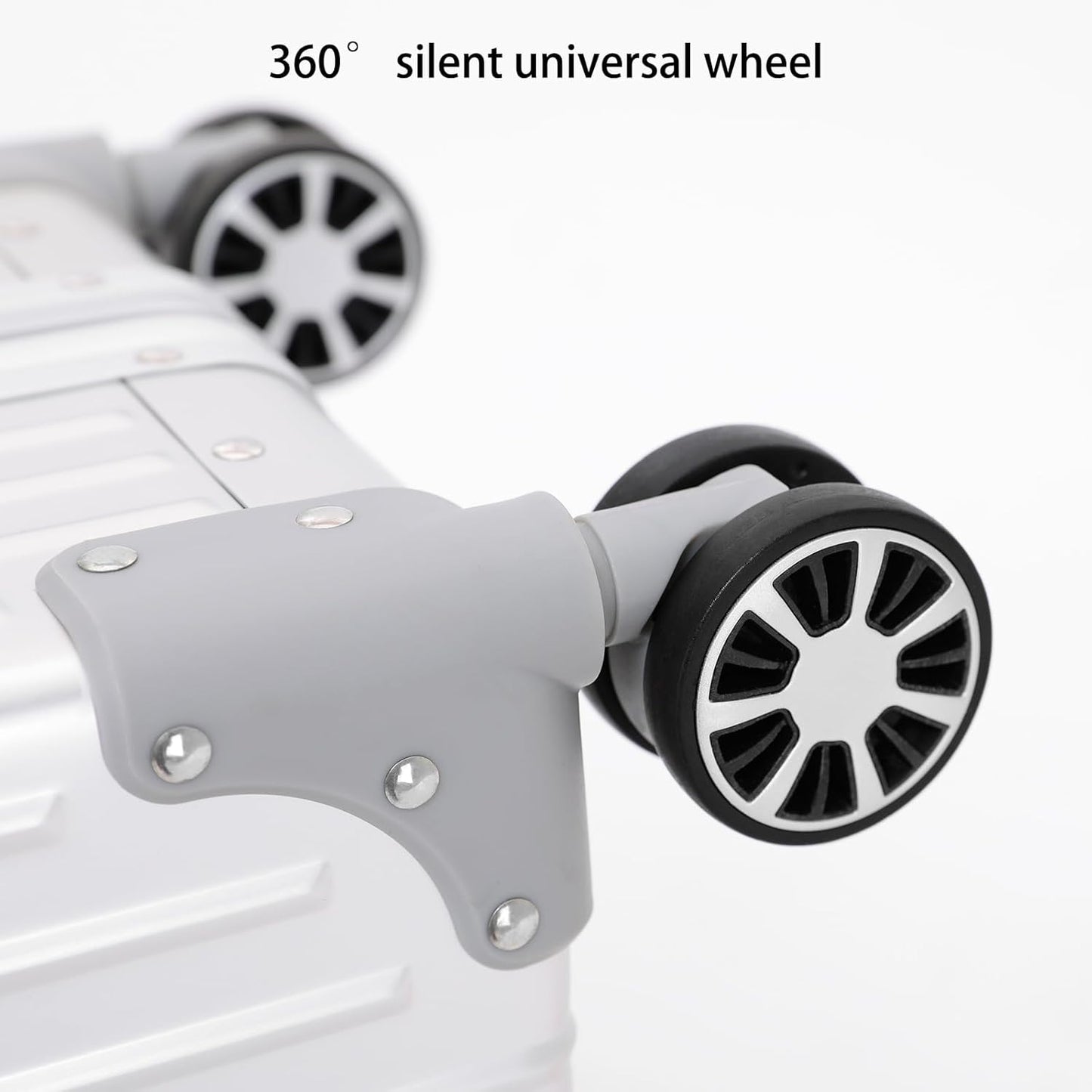 Metal All Aluminum Carry-on Luggage TSA Customs Lock Zipperless Silent Rotary Wheel Business Suitcase Aluminum Frame Set (silvery, 26 '')