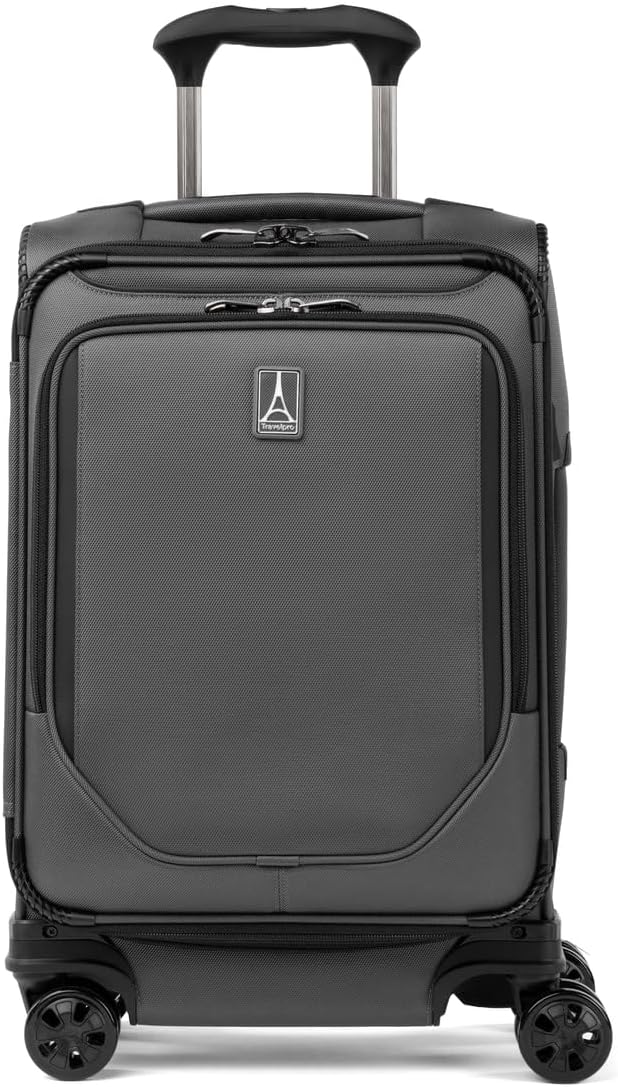 Travelpro Crew Classic Lightweight Softside Expandable Carry on Luggage, 8 Wheel Spinner Suitcase, Men and Women, Compact Carry On 20-Inch, Titanium Grey