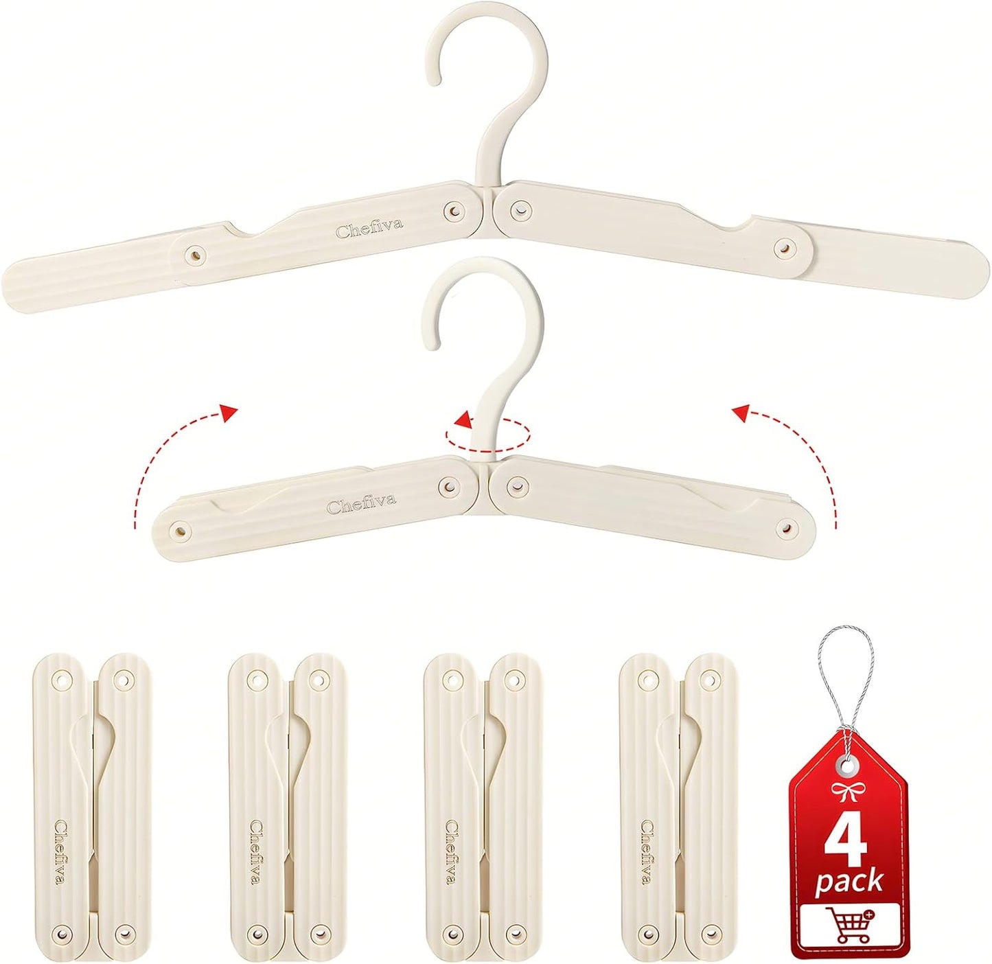Foldable Travel Hangers, 4 Pack Space-Saving ABS for Cruise RV Travel Essentials