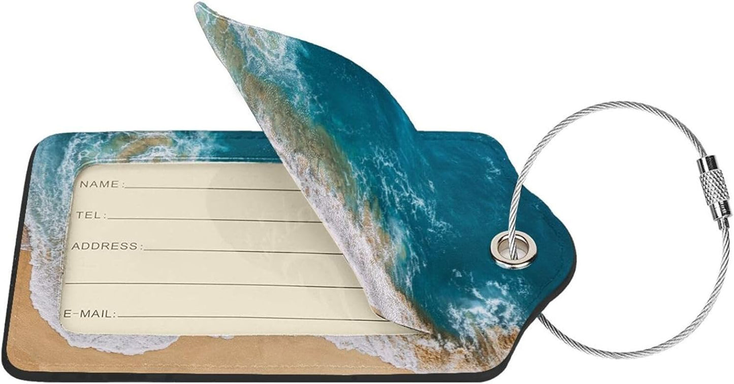 2 Pack Sandy Beach Wave Luggage Tag for Suitcases, Cruise Ship Vacation Essential Travel Gift for Men Women Couples, Beach Accessories Honeymoon Anniversary Travel Bag, Funny Christmas Birthday Gifts