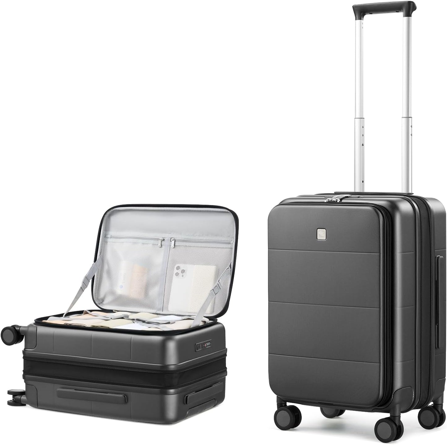 Hanke Hardside Expandable Carry On Luggage, 20 Inch Top Opening Trunk Luggages with Spinner Wheels, All-PC Hard Shell Carry-On Suitcase, Lightweight & TSA Airline Approved (Graphite Grey, 46L)