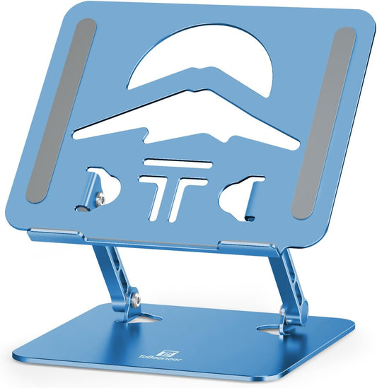 Laptop Stand, Ergonomic Adjustable Computer Stand for Collaborative Work, Foldable and Portable Heat Sink Computer Stands, Fits up to 15.6-inch Laptops (Dark Blue)