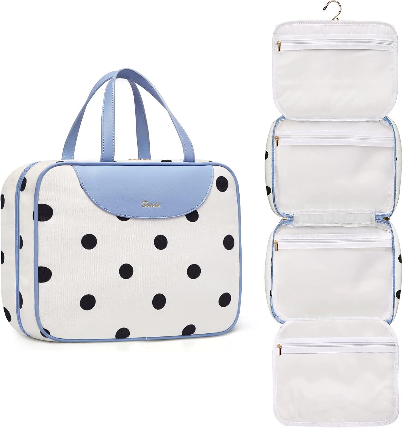 Hanging Travel Toiletry Bag,Large Capacity Cosmetic Travel Toiletry Organizer for Women with 4 Compartments & 1 Sturdy Hook,Perfect for Travel/Daily Use/Christmas