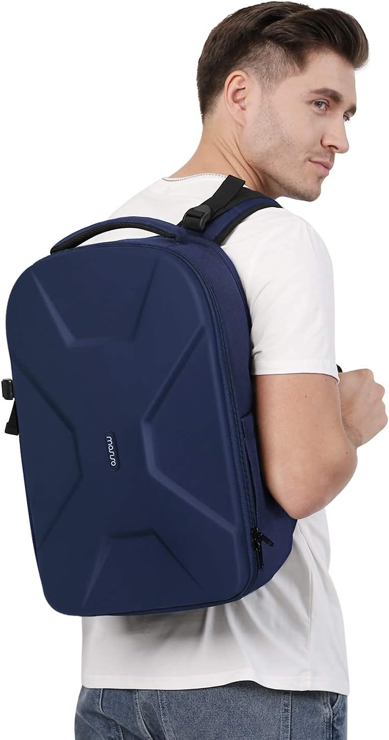 MOSISO Camera Backpack, DSLR/SLR/Mirrorless Photography Camera Bag 15-16 inch Waterproof Hardshell Case with Tripod Holder&Laptop Compartment Compatible with Canon/Nikon/Sony, Navy Blue