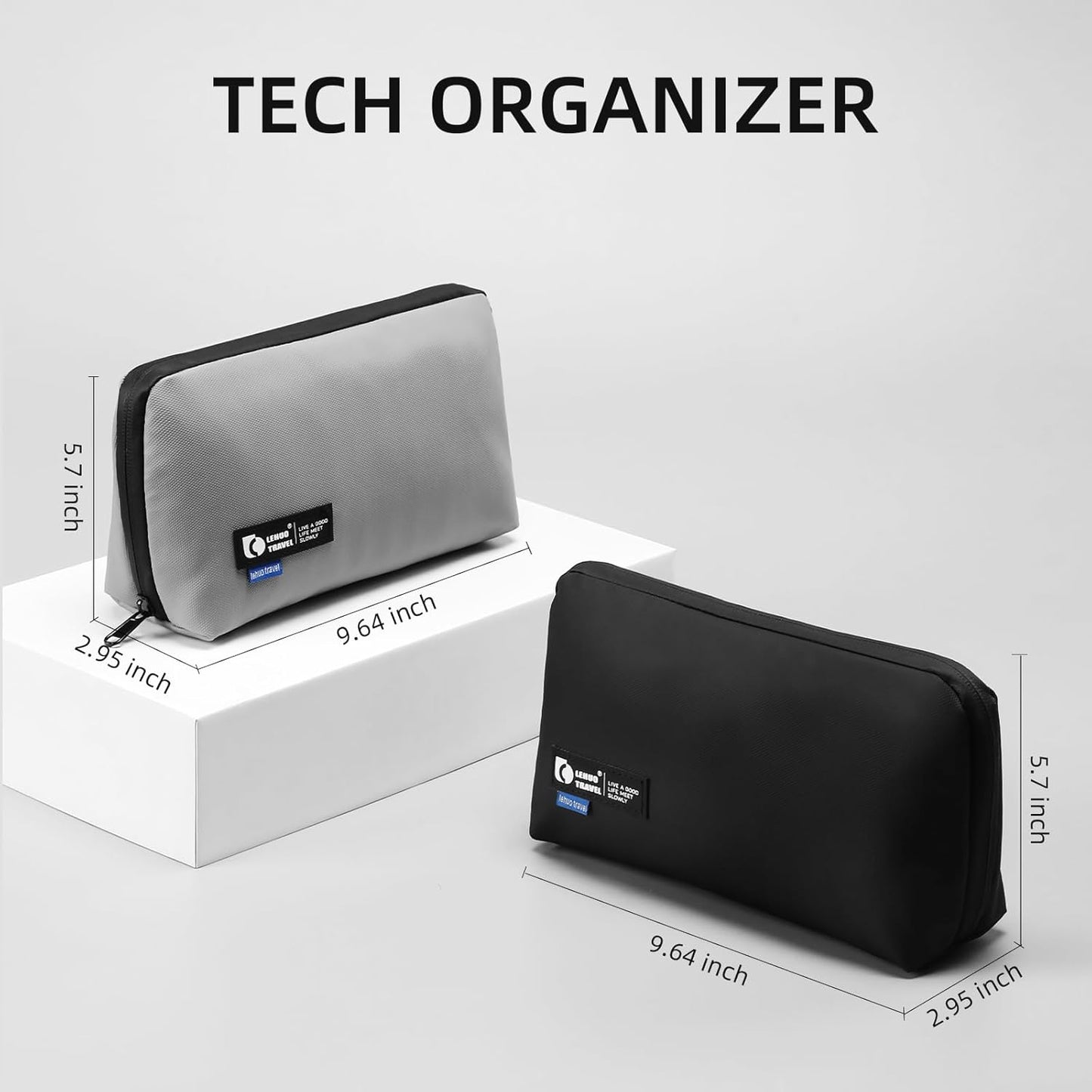 RIGHT AWAY Travel Tech Pouch，Waterproof Cord Case，Electronics Organizer Travel Case，Cable Organizer Storage Bag For Phone, Charger, Accessories(GRAY)