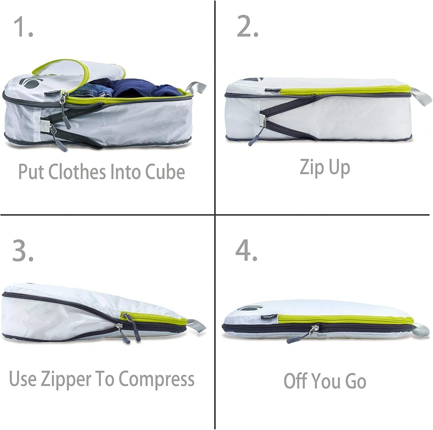 Cipway Compression Packing Cubes Set, Ultralight Expandable Travel Packing Organizers for Carry on Luggage (White 6pcs)