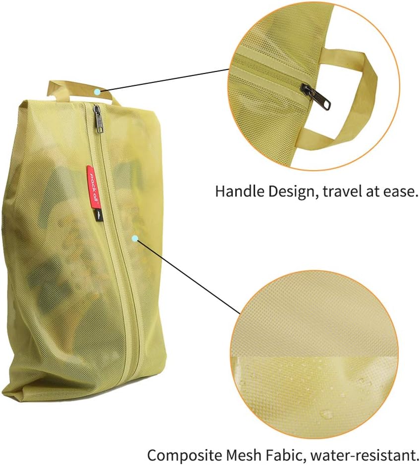 pack all Shoe Bag for Travel, Water-Resistant Shoe Pouch for Gym, Odor-Resistant Soccer Cleats Bag for Sport (Mustard, 1-Pack)